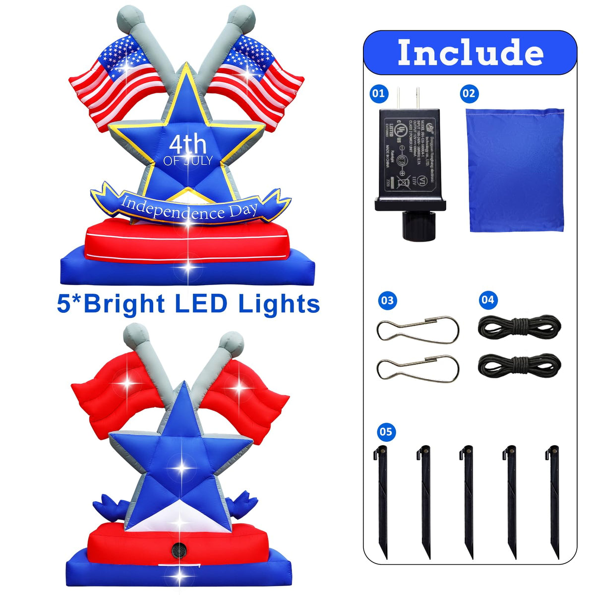 Anroog 4th of July yard decor inflatable 6ft creates bold patriotic scene.