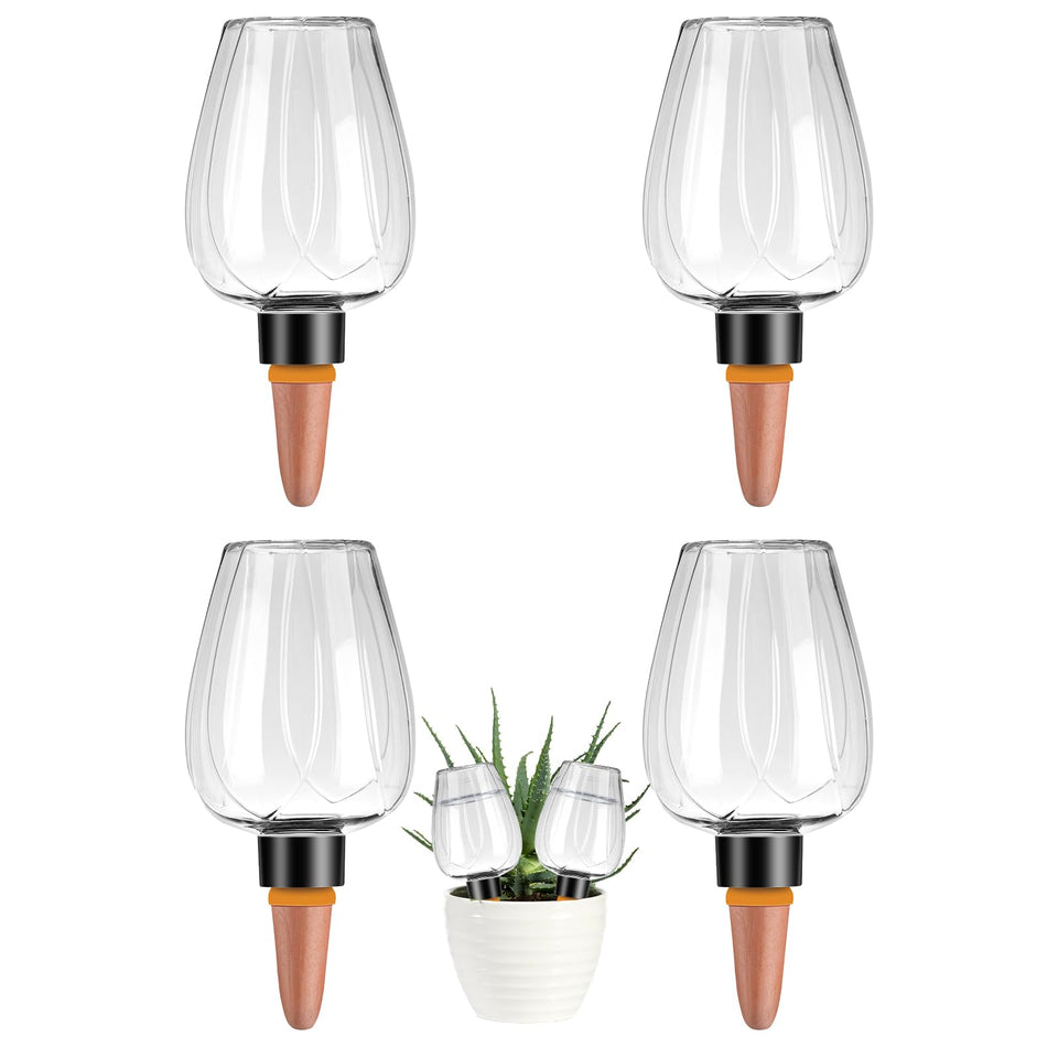 Ansberta clear watering globes with top-fill design for steady plant hydration while away