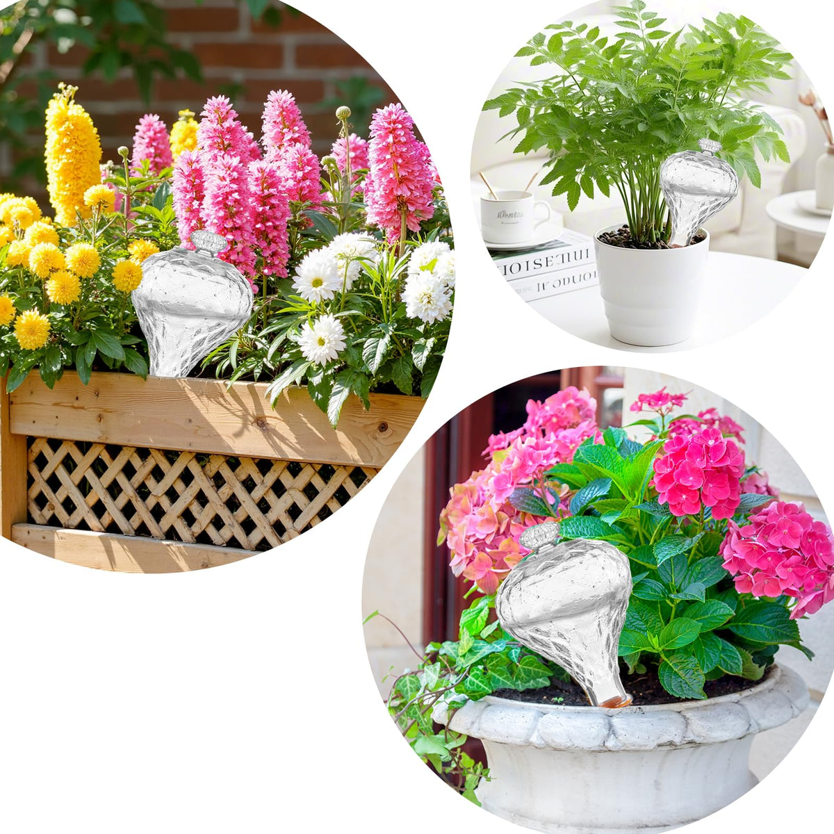 Durable glass and ceramic design suitable for balcony and garden use.