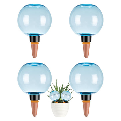 Ansberta self-watering globes in blue pack hydrate indoor plants up to two weeks