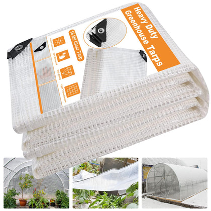 Ansgery 16 mil clear greenhouse tarp lets light through while protecting plants