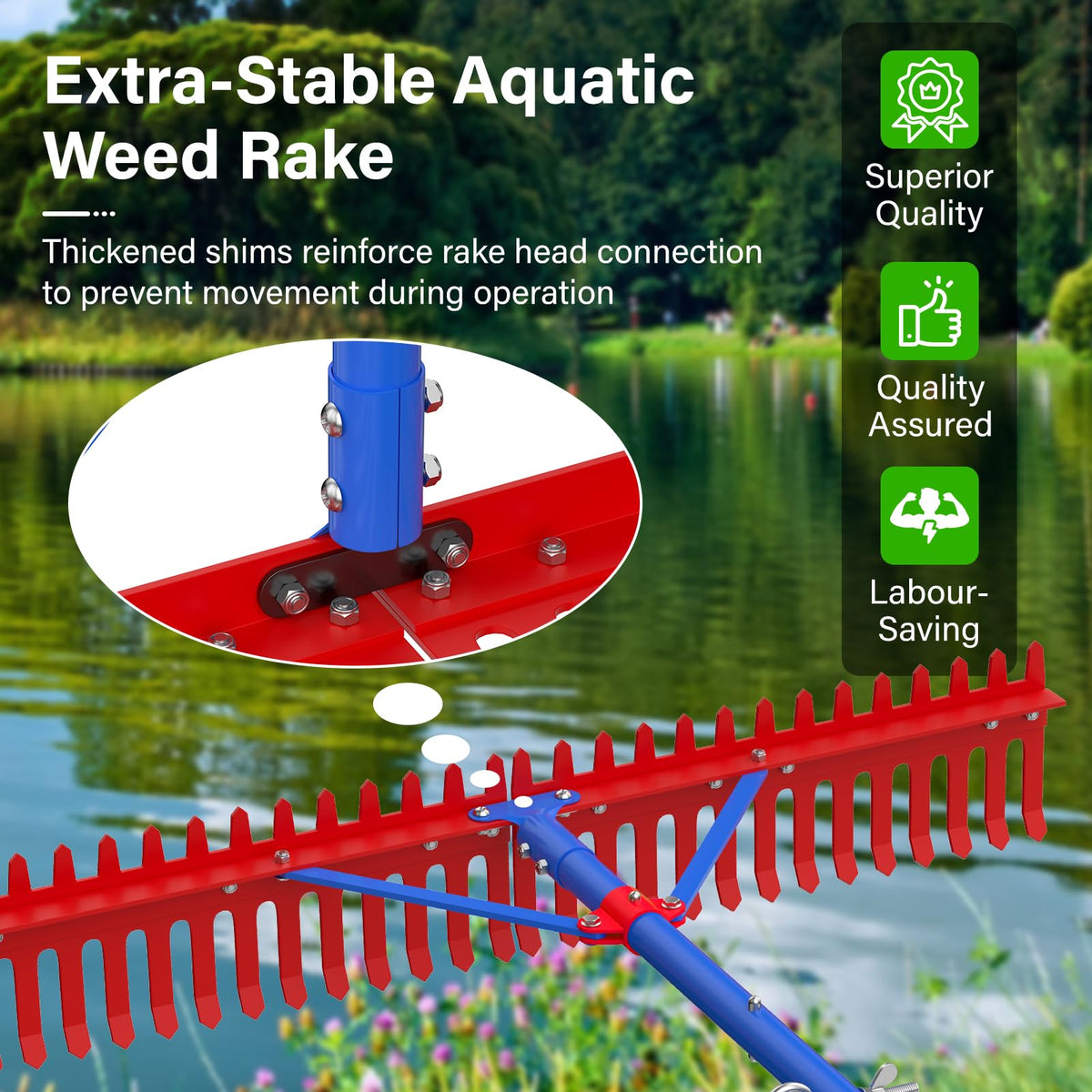 Ansgery Folding rake head compact for storage when not in use