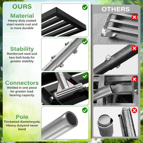 Ansgery rake disassembles for compact storage after use.