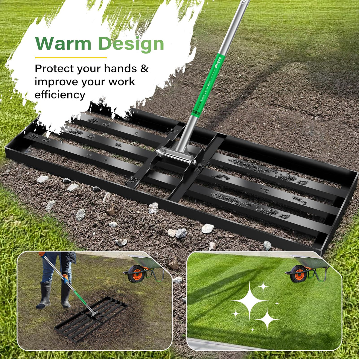 Ansgery rust-resistant alloy steel construction withstands outdoor leveling work.