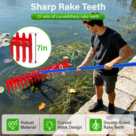 Ansgery Pond Rake featuring 7in metal teeth designed to target deep weeds