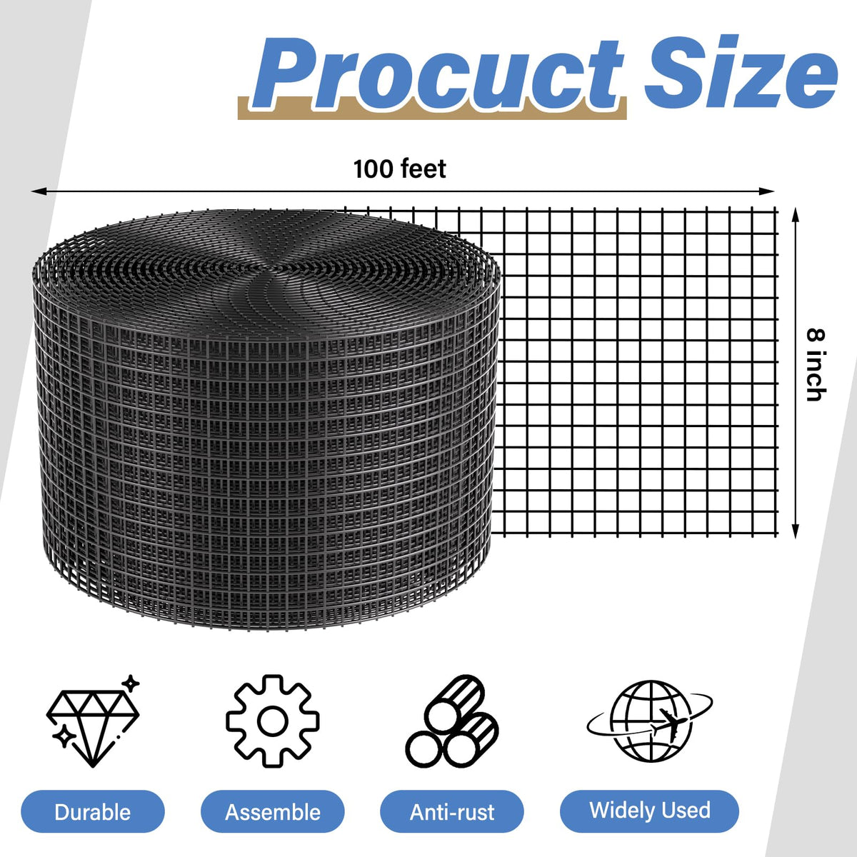 Ansgery pvc-coated galvanized steel mesh 1-4inch durable rust-resistant shield