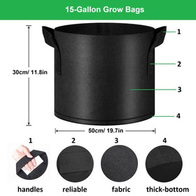 ANSLYQA grow bag side view with handles for moving heavy soil.