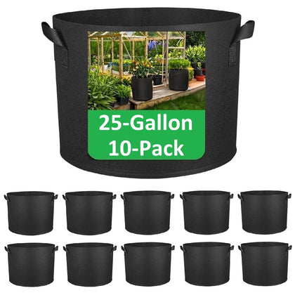 ANSLYQA 25-gallon grow bag with handles showing easy transport of soil and plants