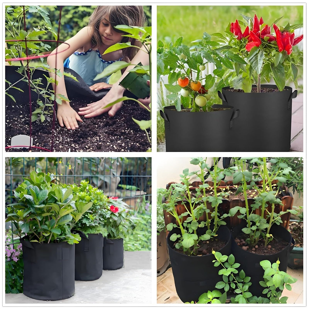 ANSLYQA durable black fabric bag resists wear through many planting seasons.