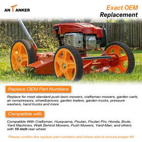 Antanker 10in lawn mower wheel with bolts demonstrates quick DIY installation.