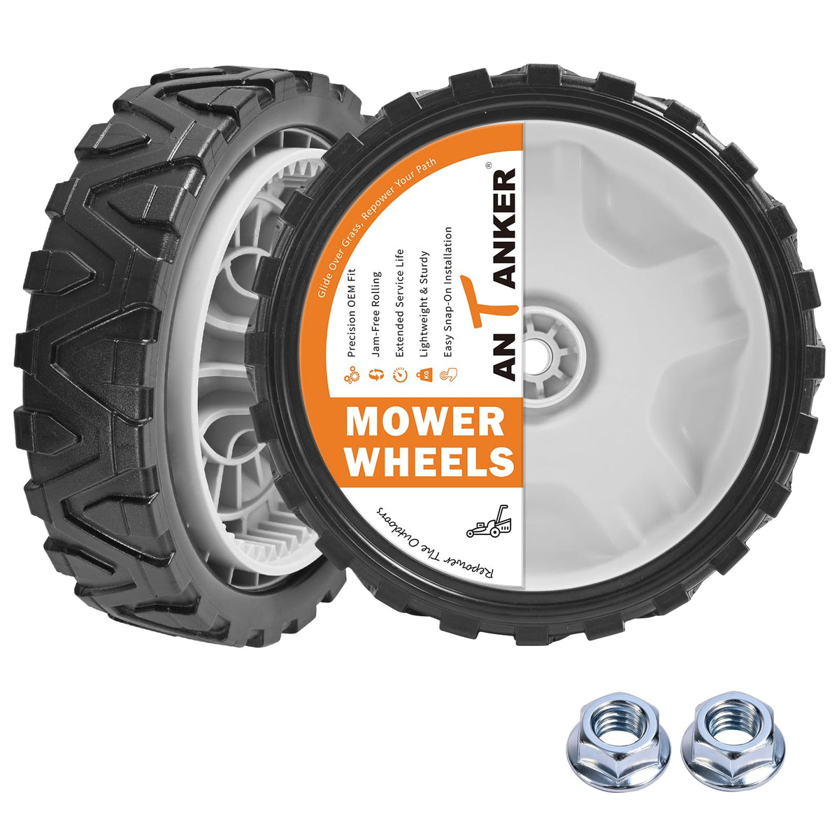 Antanker 634-05040 front wheel in gray improves mower traction during use