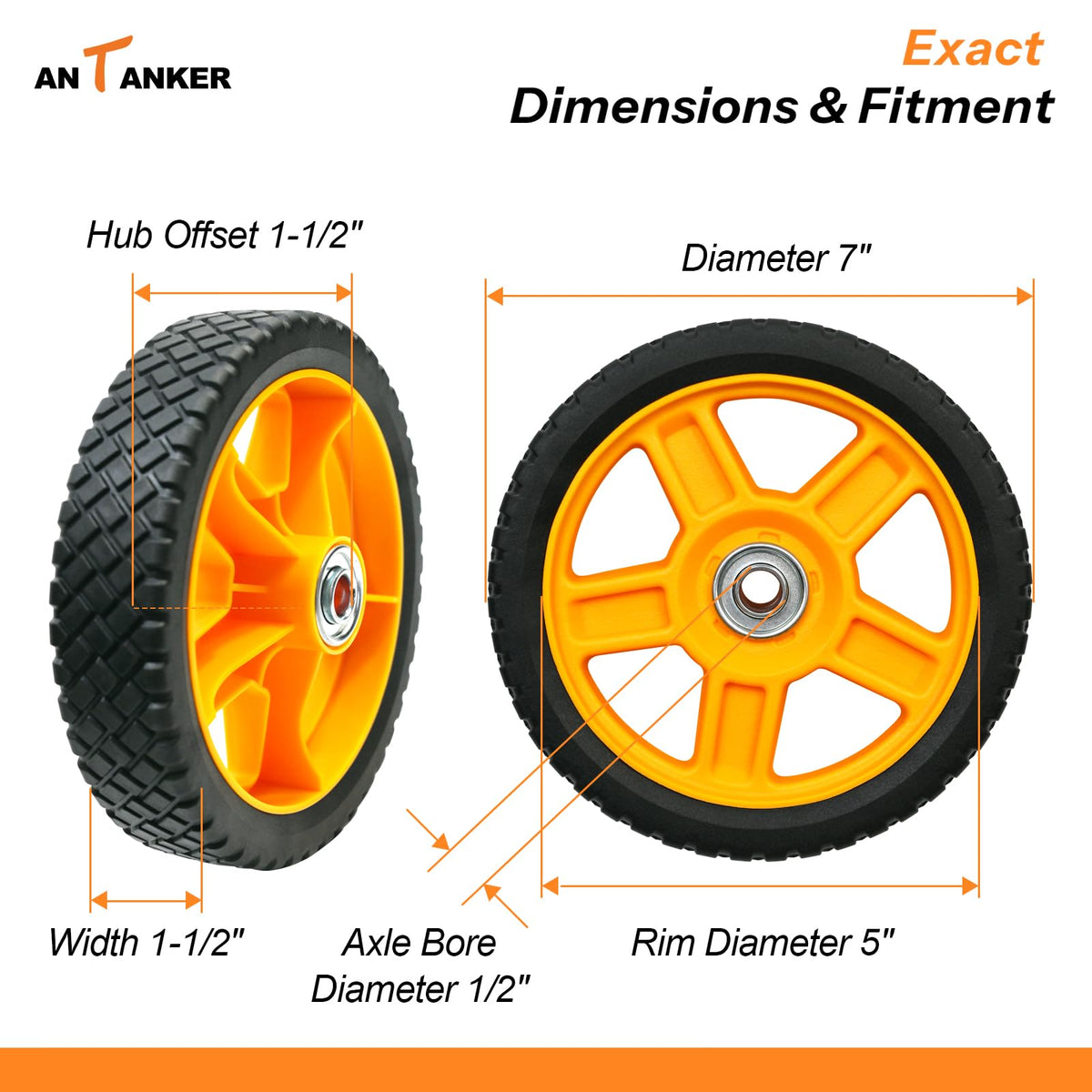 Antanker wheels with installation kit for easy home repairs.