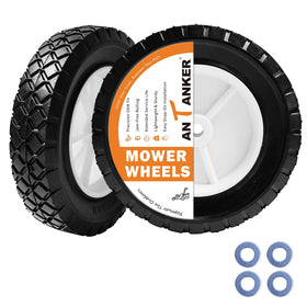 Antanker 8-inch mower wheel front view highlighting diamond tread for outdoor use.