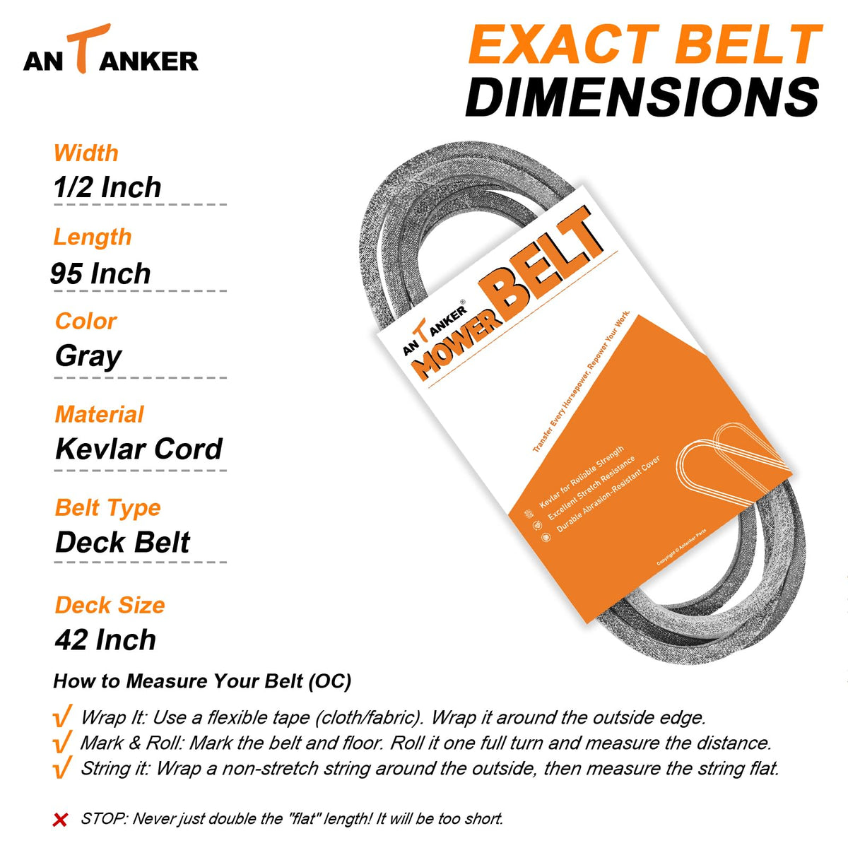 Antanker deck belt compatible with OEM 532130801 for easy replacement