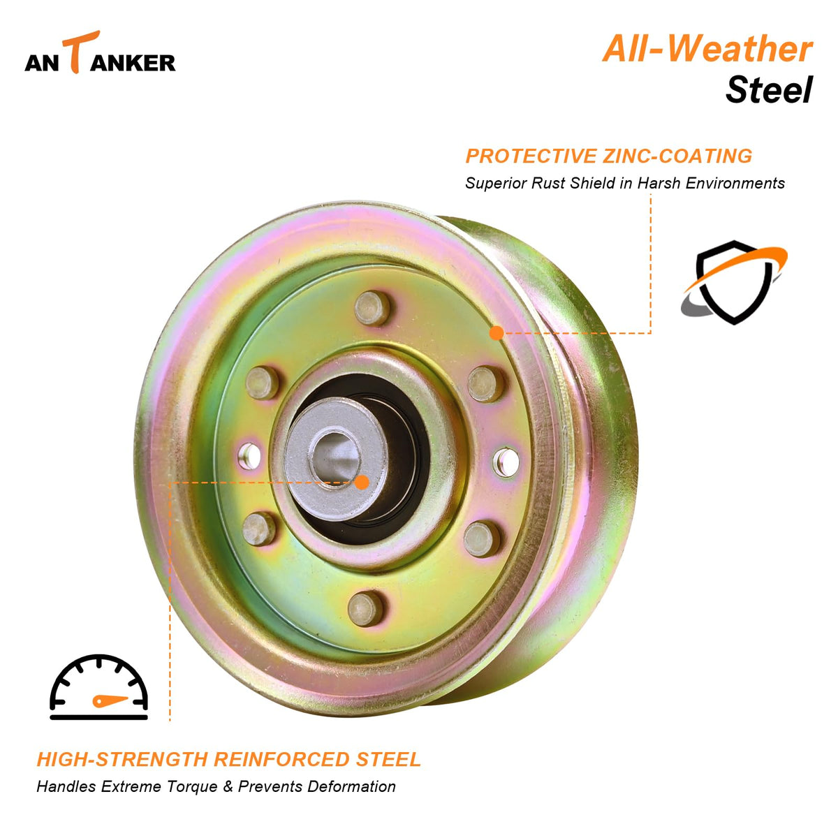 Antanker flat idler pulley dimensions-specs ready for mounting