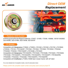 Antanker flat idler pulley Husqvarna-compatibility highlighting supported models