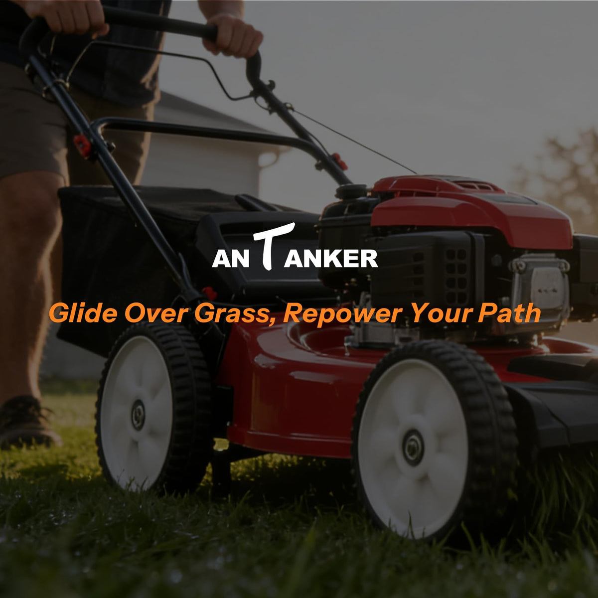 Antanker wheel moving steadily across grass and soil.