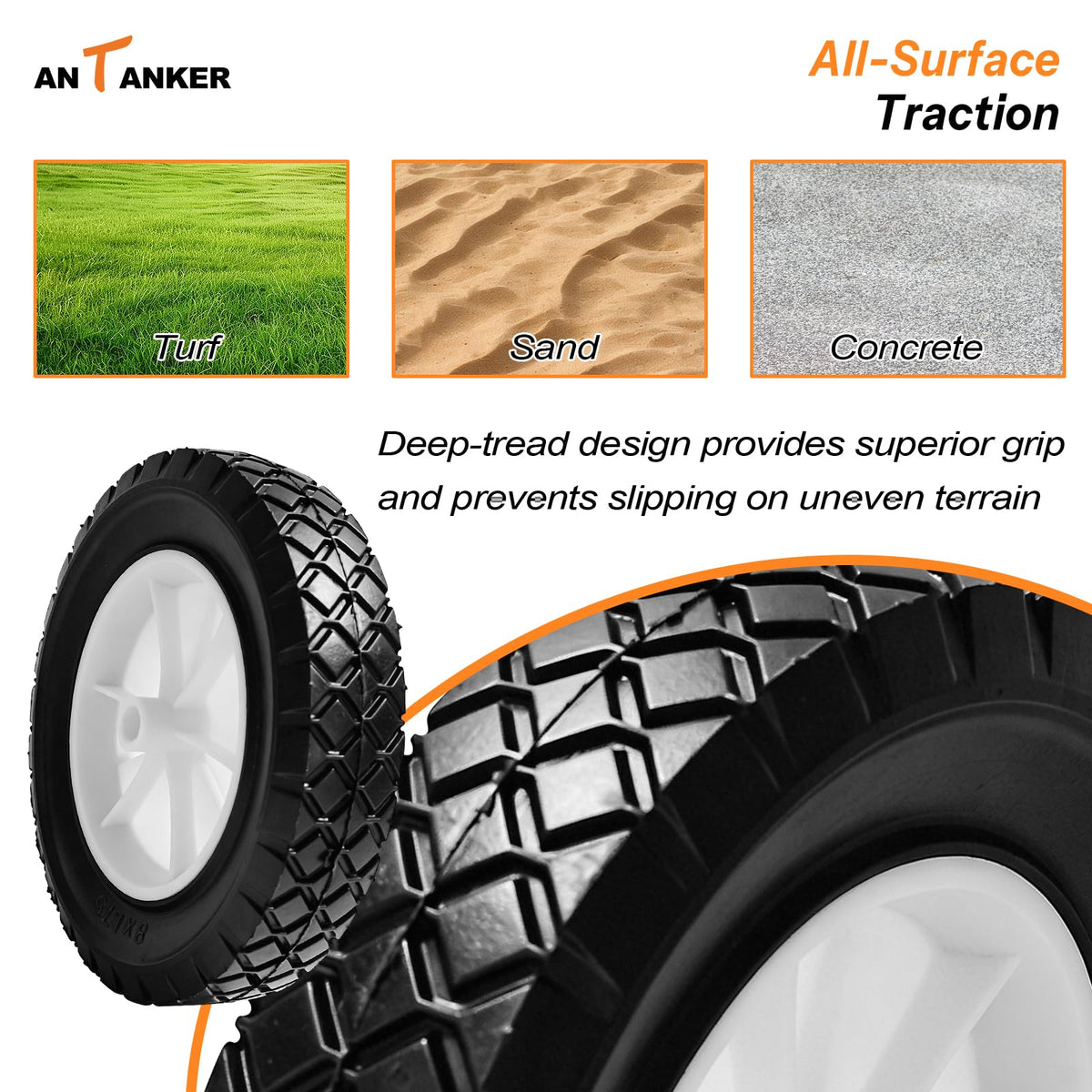 Antanker packaged wheel-set ready for quick mower replacement.