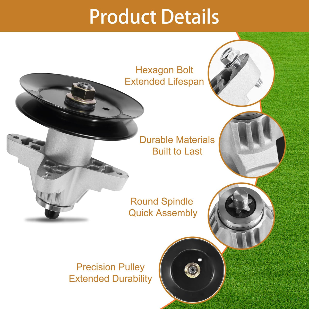 Antanker 618-04125 spindle assembly compatible with various deck configurations.