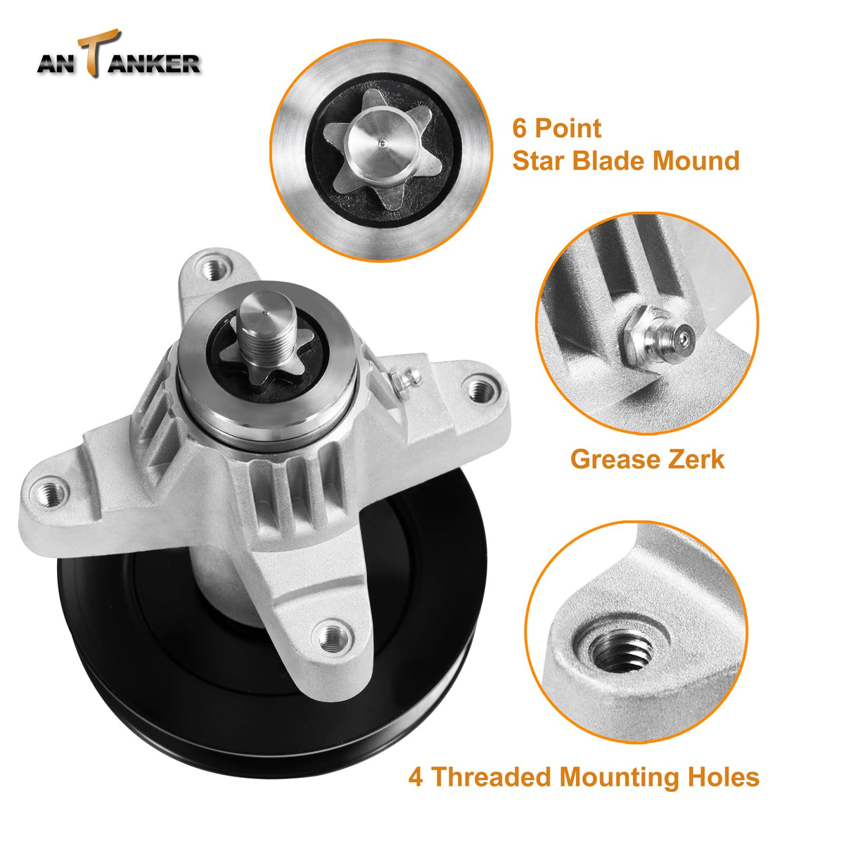 Antanker 618-04125a spindle assembly compatible with multiple mower decks.