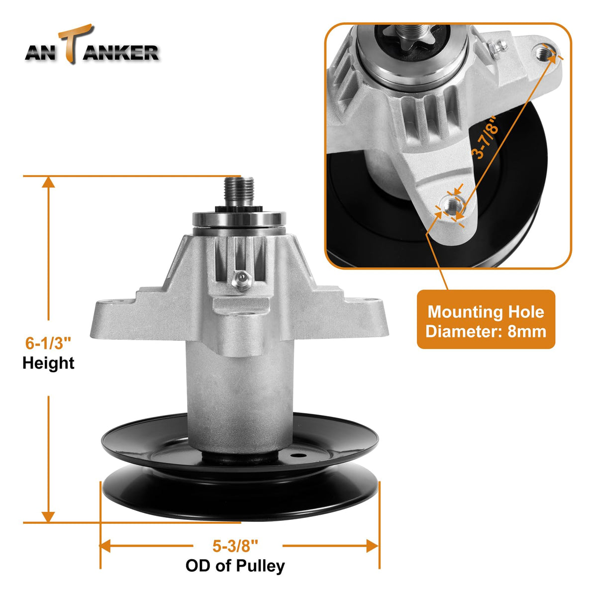 Antanker 918-04126a spindle assembly highlights robust fit for zero-turn mowers.