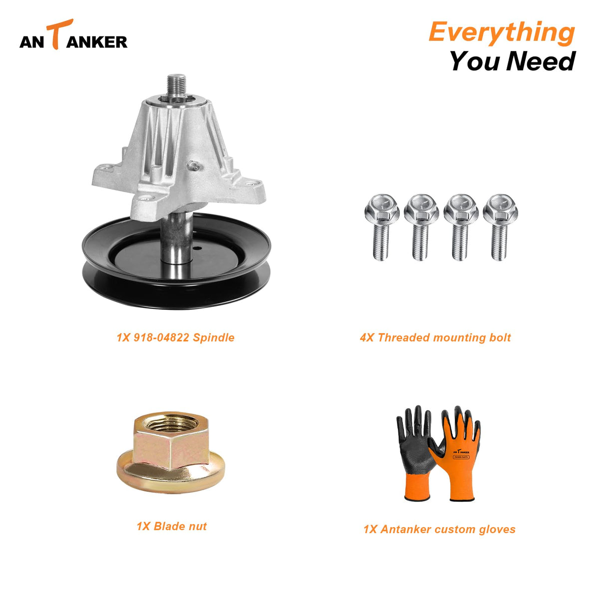 Antanker side profile of spindle demonstrates balanced design for steady operation