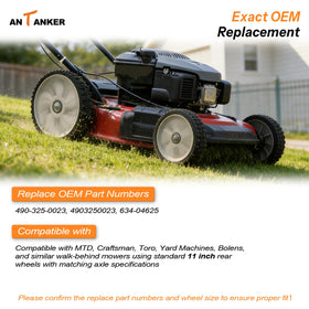 Antanker universal plastic wheel suitable for many mower brands.