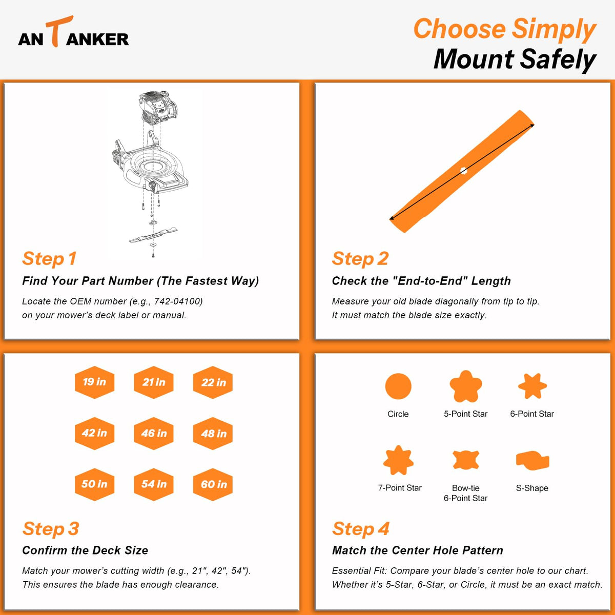 Antanker zinc bolts and compression washers for secure fit.