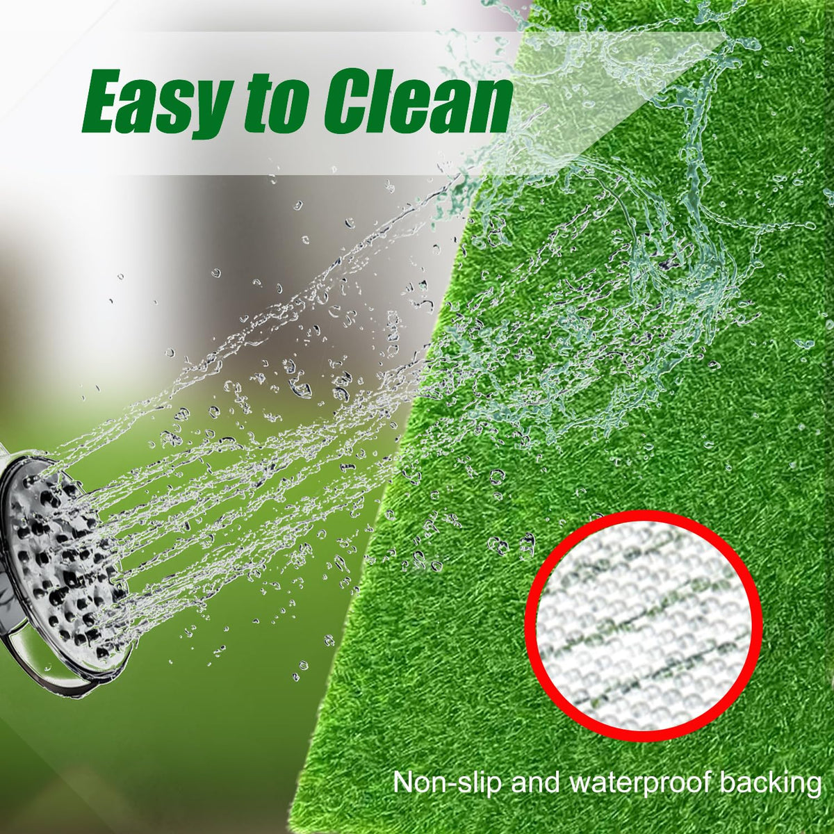 Antenat artificial grass indoor use drainage highlights easy water management.