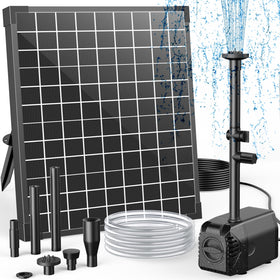 Antfraer 25W solar fountain pump powering garden water circulation