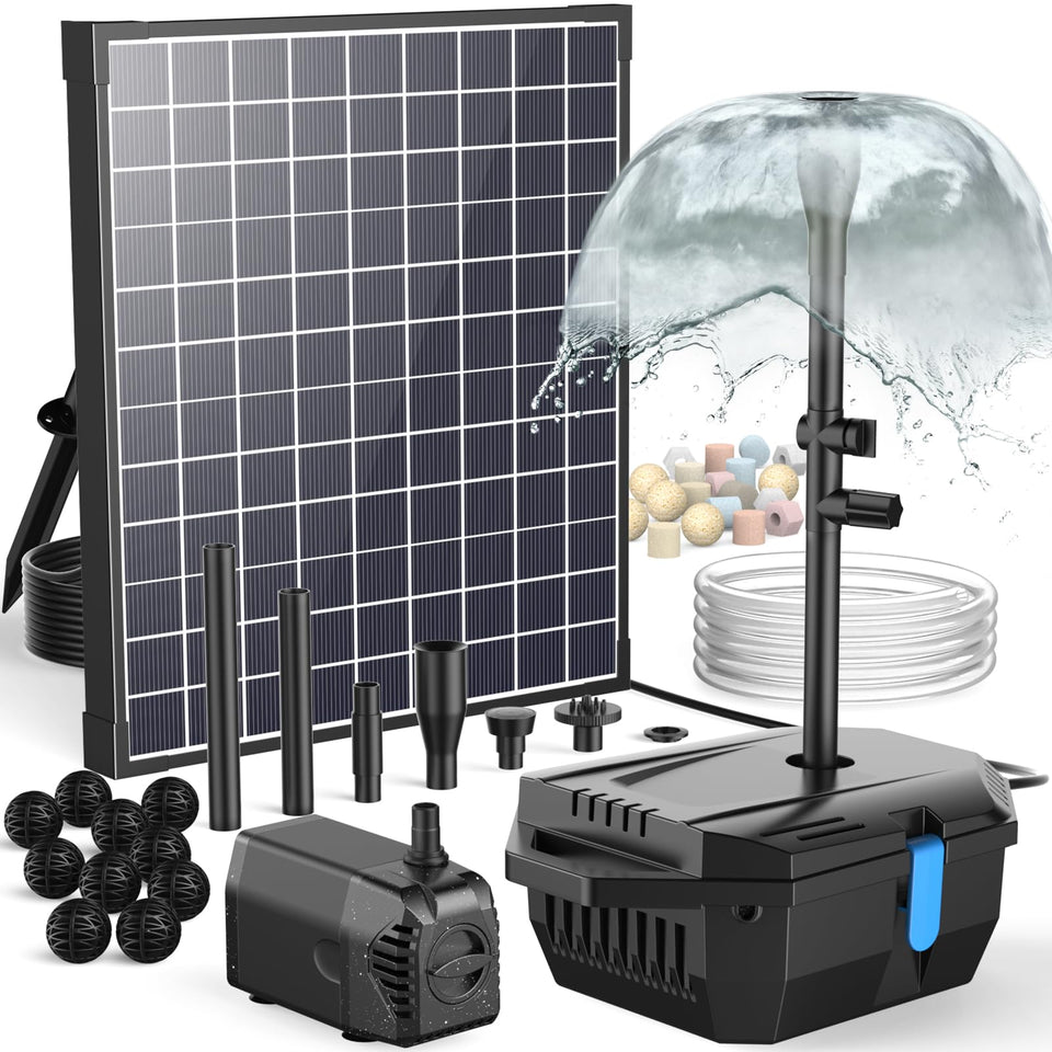 Antfraer 25W solar pond filter main unit delivers compact, efficient filtration for small ponds.