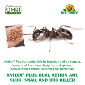 Antixx Plus granules on soil showing easy outdoor use.