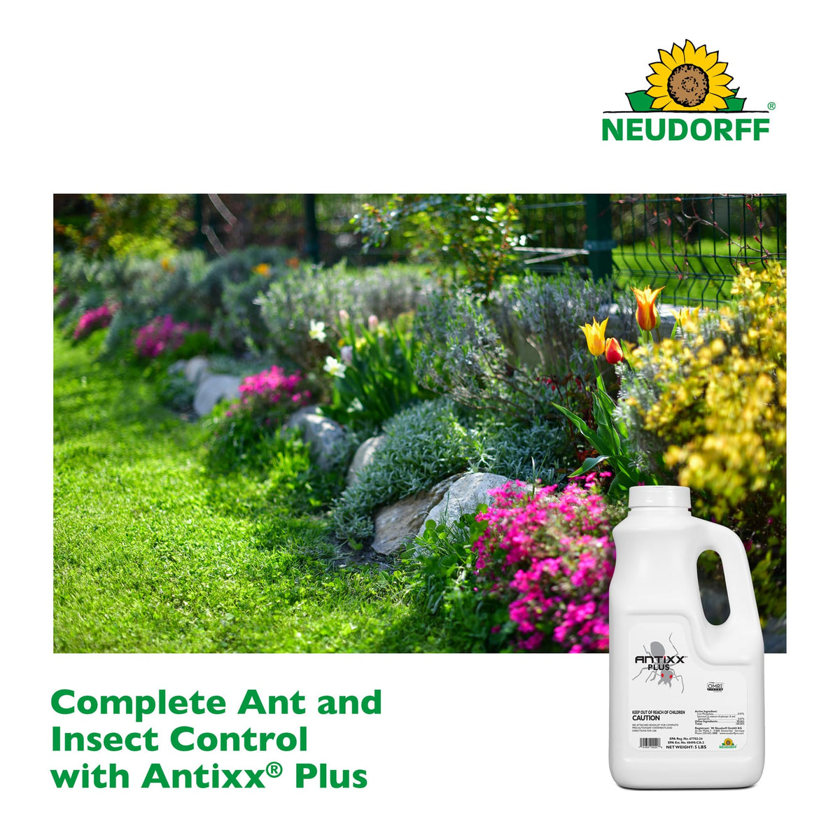 Antixx Plus outdoor garden application keeps turf healthy and pest-free.