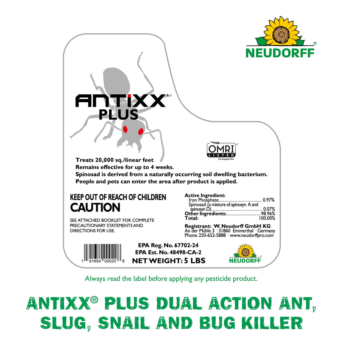 Antixx Plus slug and snail control protects garden beds.