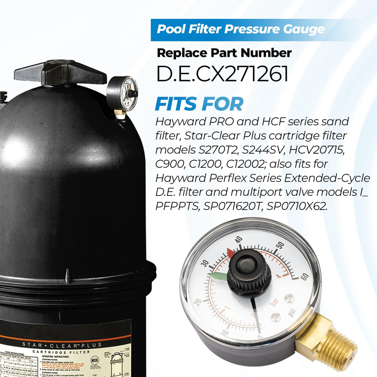 Hayward compatibility: ANTOBLE gauge fits Star-Clear Pro HCF systems.