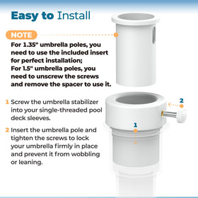 Installed ANTOBLE stabilizer securing a pool umbrella in a sleeve