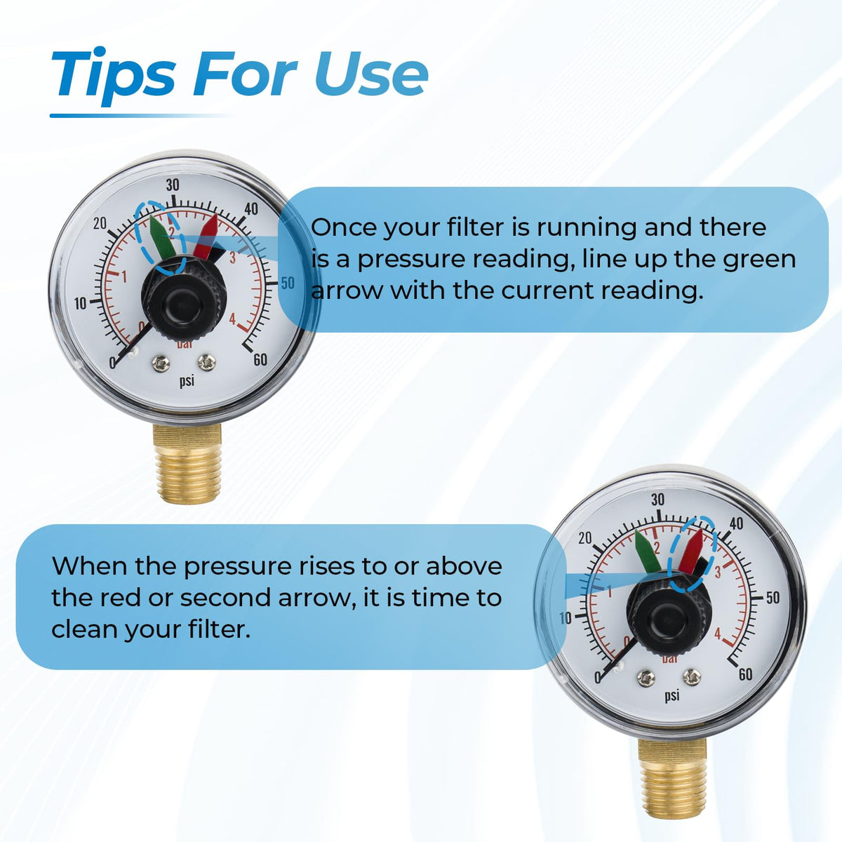 Installation-friendly gauge for straightforward replacement on compatible valves.