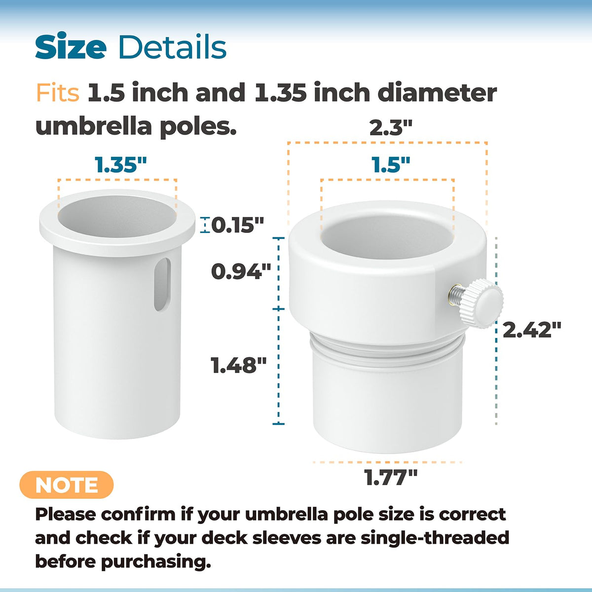 ANTOBLE stabilizer fits a 1.35-inch pole with the included insert for snug installation