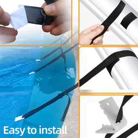 ANTOBLE universal straps being installed on a pool reel for quick setup