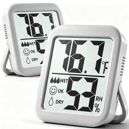 Antonki 2-pack room thermometer hygrometer with front view and quick readings