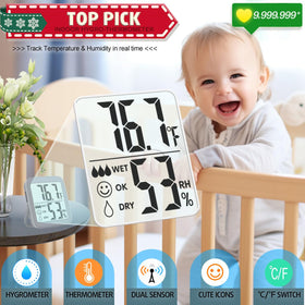 Antonki digital monitor shows temperature and humidity on a large display