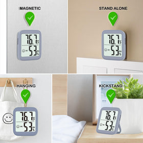 Antonki magnets and kickstand enable flexible placement on shelves or walls