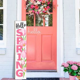 ANTPFAE Hello Spring porch sign displayed at sunny doorway welcoming guests
