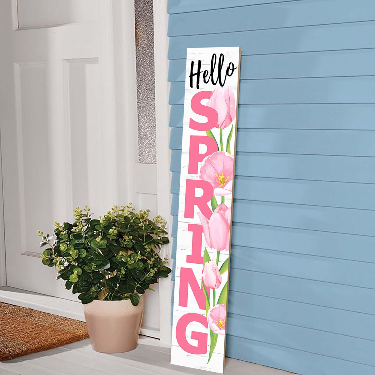 ANTPFAE Tulip wooden sign closeup reveals wood grain and hand-painted detail