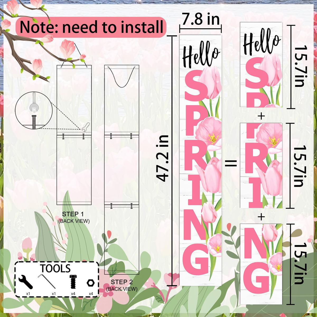 ANTPFAE Vertical spring sign with rope ready for porch mounting
