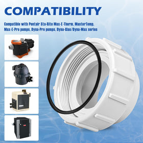 Antrys Pentair Sta-Rite compatible union ensures easy heater and salt cell replacements.