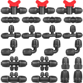 Anwenk 23Pcs drip irrigation kit laid out for easy setup and planning