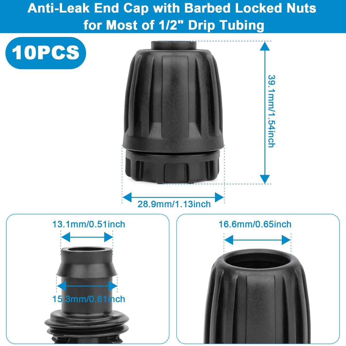 Anwenk drip irrigation end cap demonstrates leak-proof performance with barbed connectors
