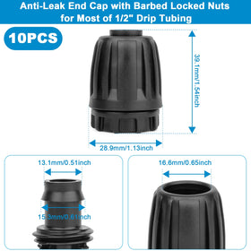 Anwenk drip irrigation end cap demonstrates leak-proof performance with barbed connectors