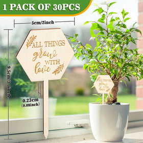 AnyDesign wooden plant stake with branch engraving for durable garden markers